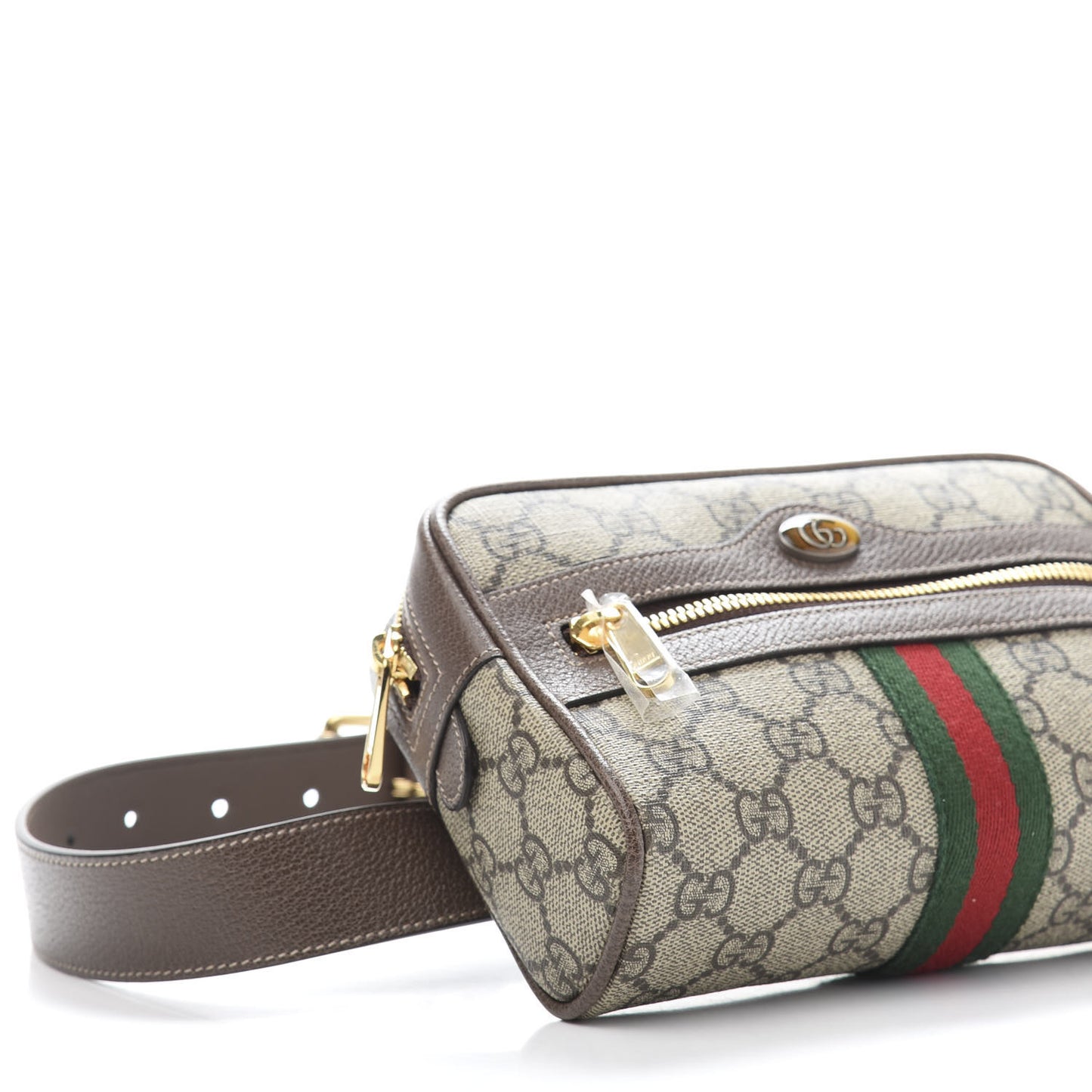 GG Supreme Monogram Web Small Ophidia Belt Bag 85 34 Dark Brown
