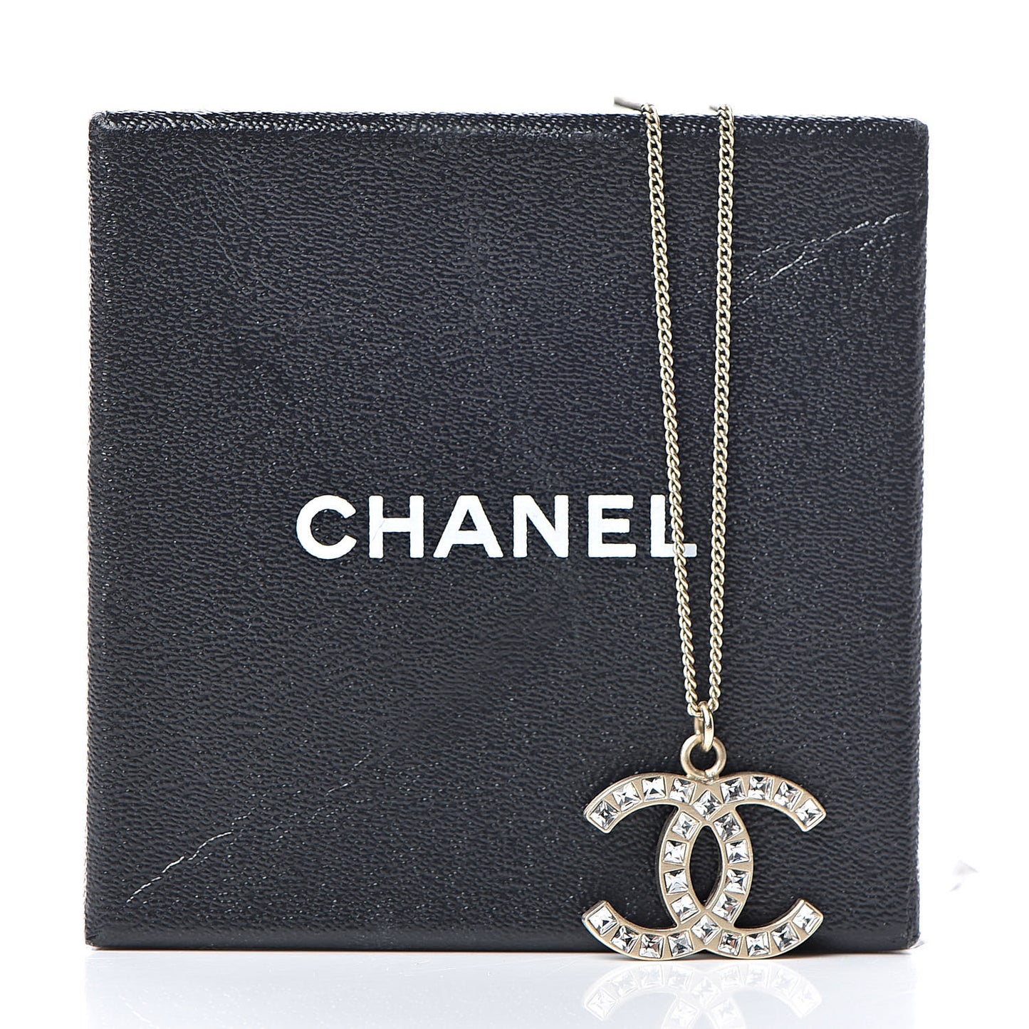 Baguette Crystal CC Necklace Gold