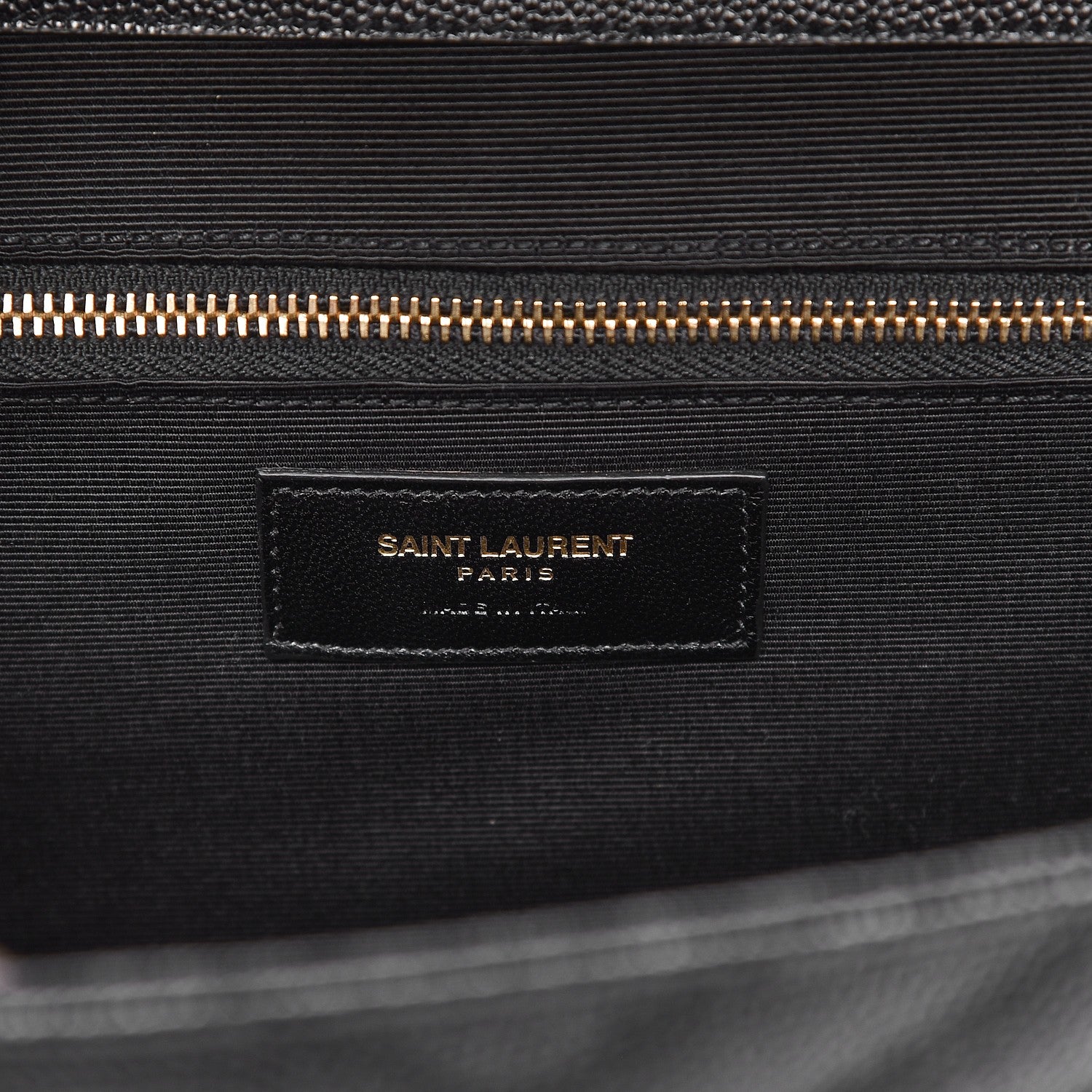 Saint Laurent Grain De Poudre Matelasse Chevron Large Monogram Satchel Black 6 of 8