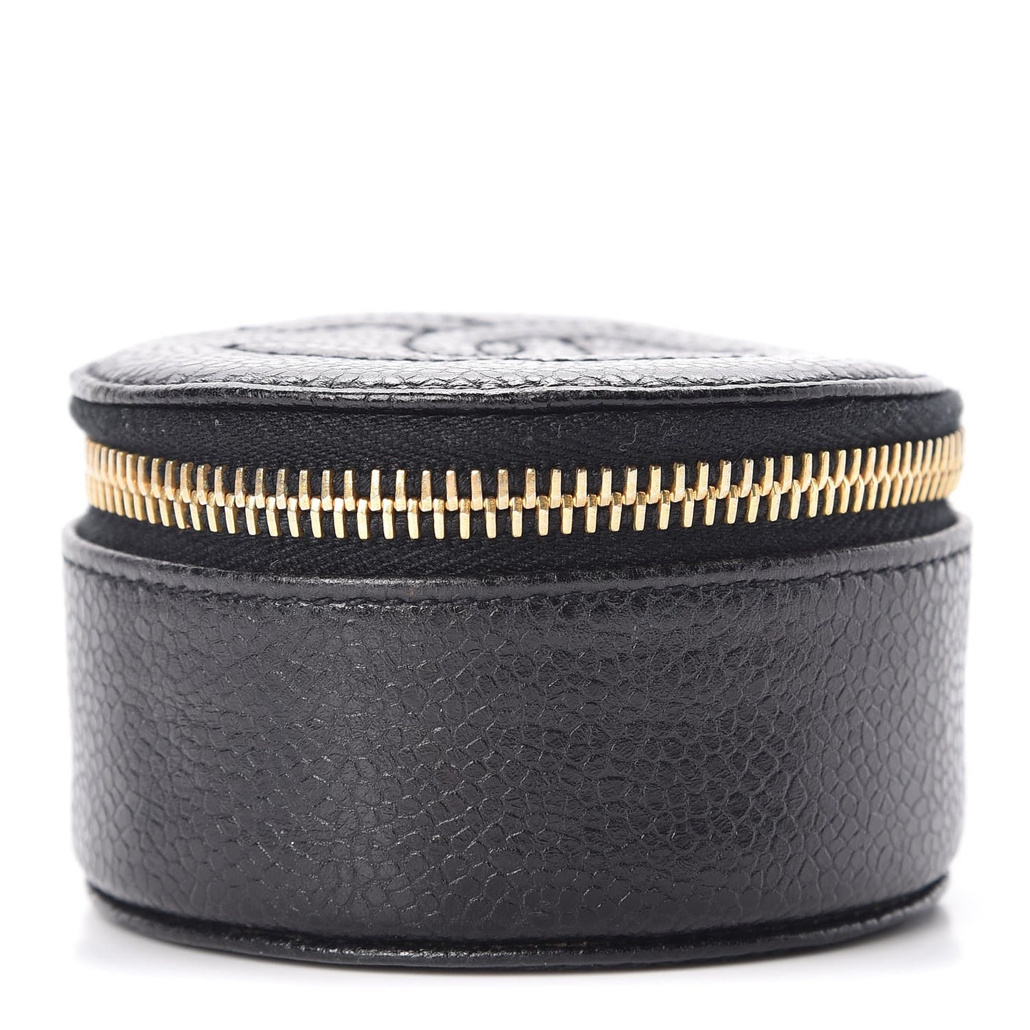 Caviar Round Jewelry Travel Case Black