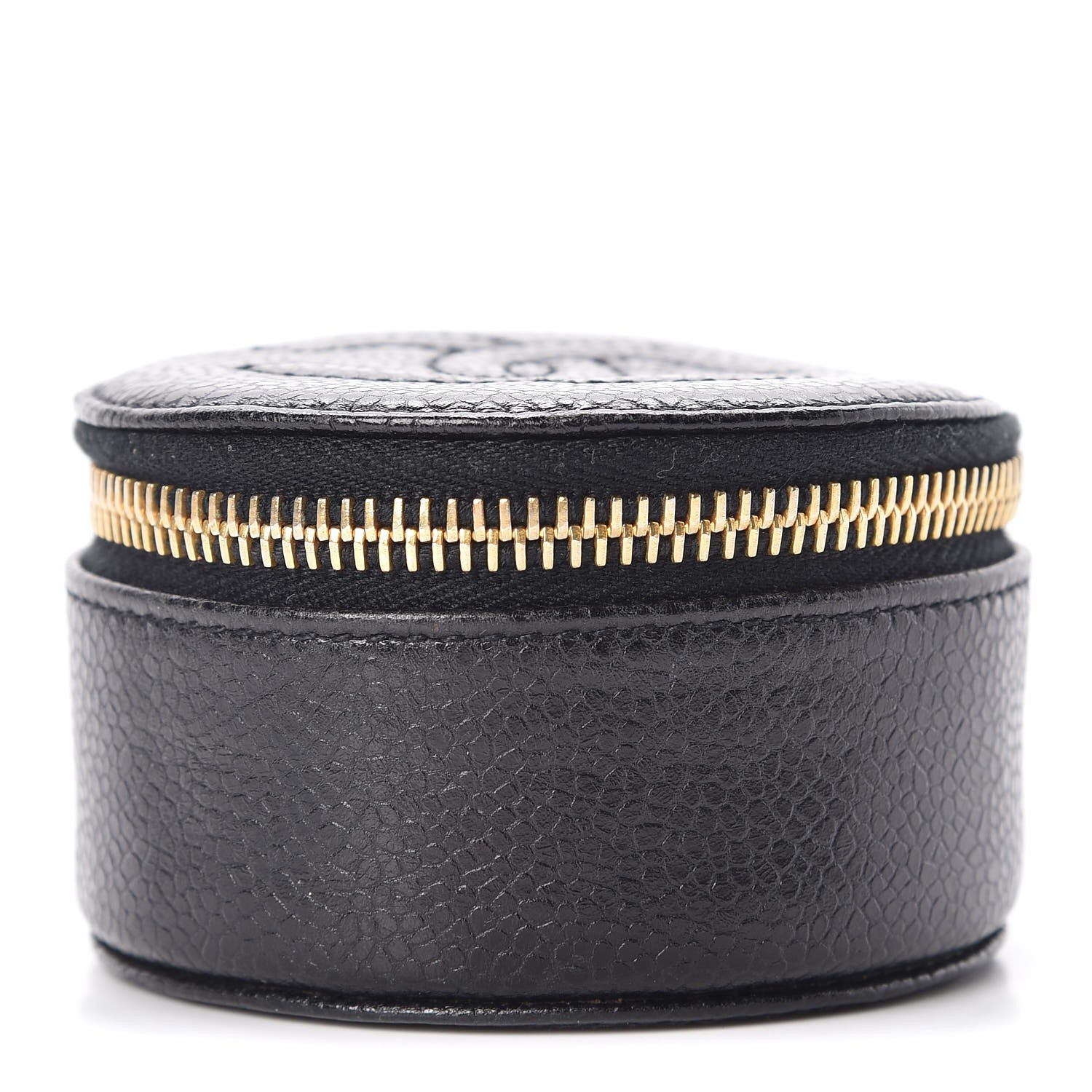 Chanel Caviar Round Jewelry Travel Case Black 1 of 11