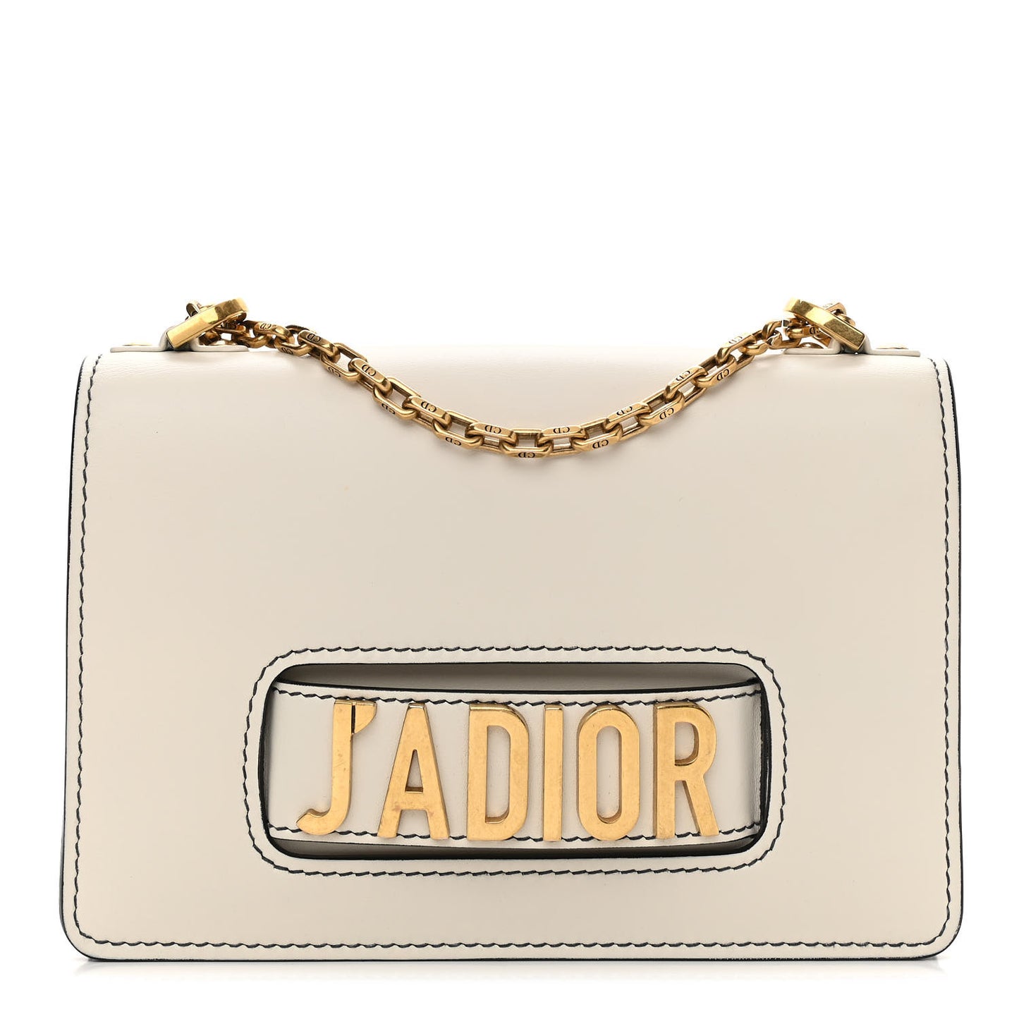 Calfskin J'Adior Chain Flap Bag Off White