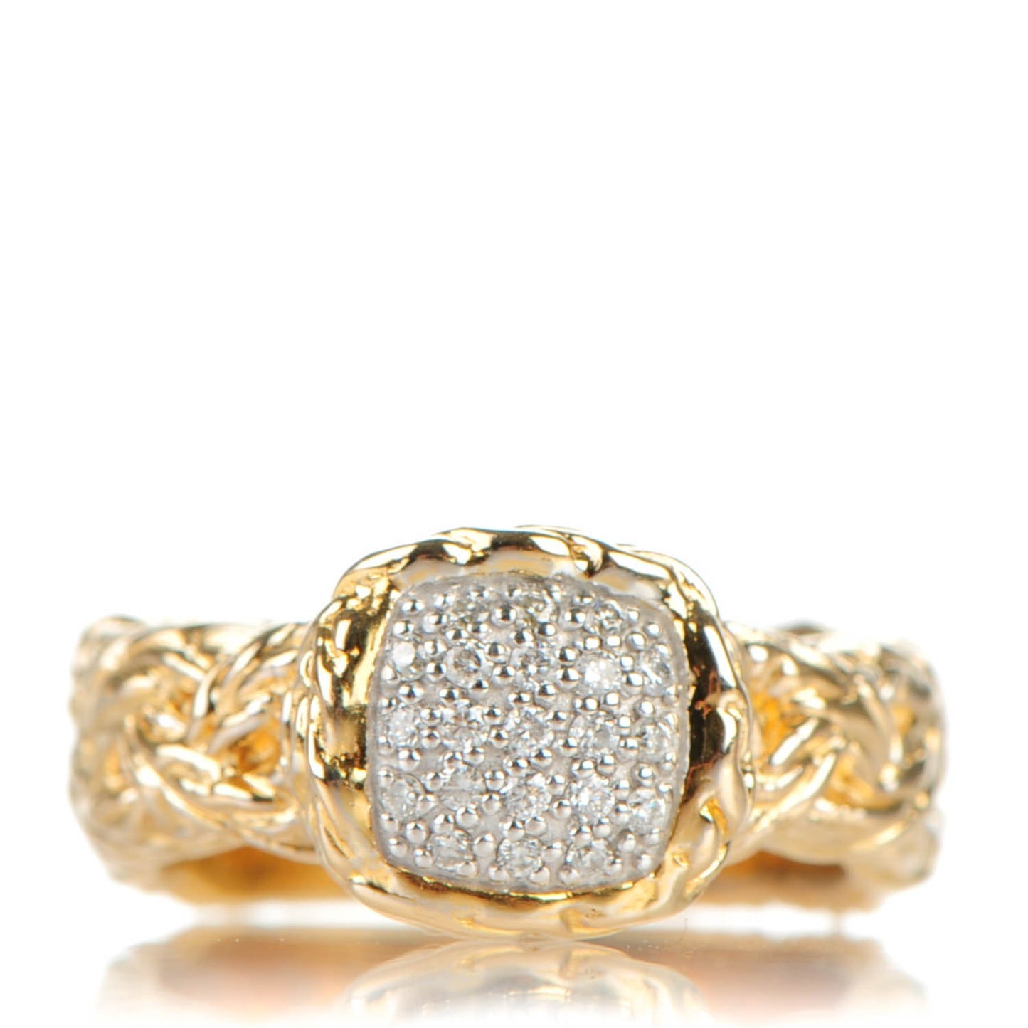 18k Yellow Gold Pave Diamond Braided Chain Ring 7.25