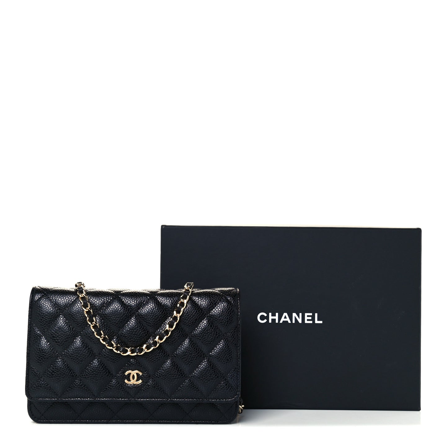 Caviar Quilted Wallet On Chain WOC Black
