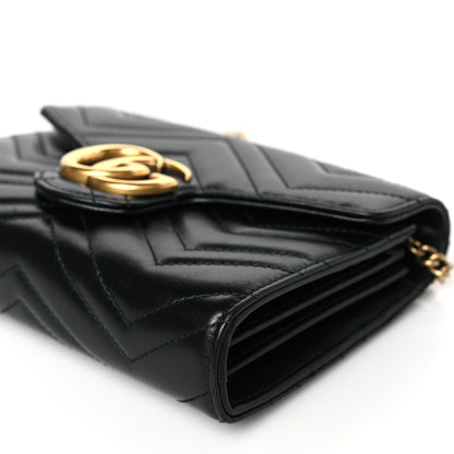 Gucci Calfskin Matelasse GG Marmont Chain Wallet Black 9 of 10
