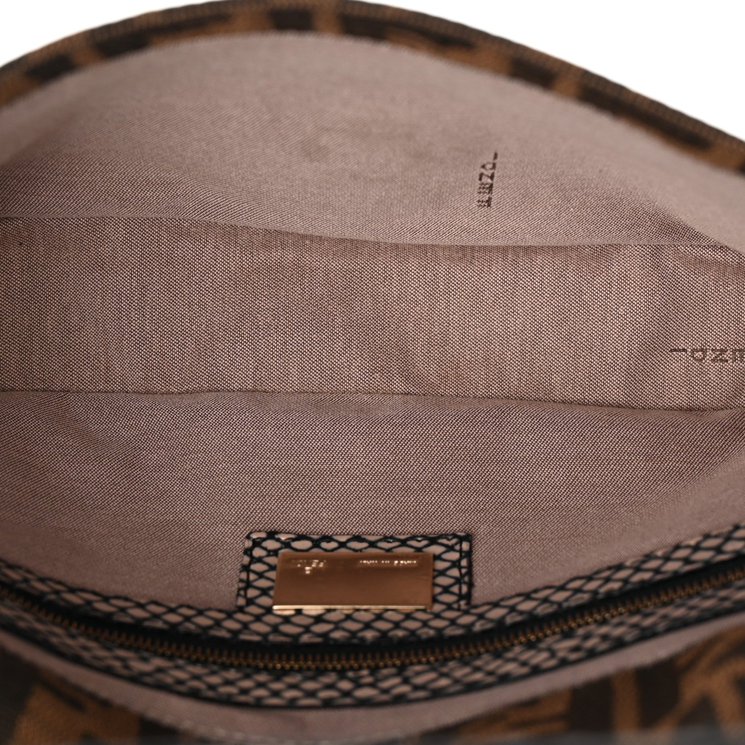Fendi Zucca Snakeskin Studded Baguette Tobacco Multicolor 5 of 9