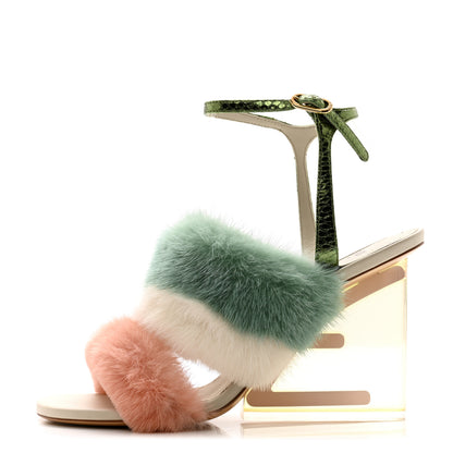 Fendi Mink Ayers Lucite Fendi First 95mm Sandals 37 Bellini Hermi Urano Pirite 1 of 8