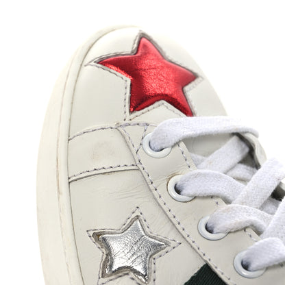 Gucci Calfskin Ayers Web Star Embroidered Womens Ace Sneakers 37 White Multi 11 of 17