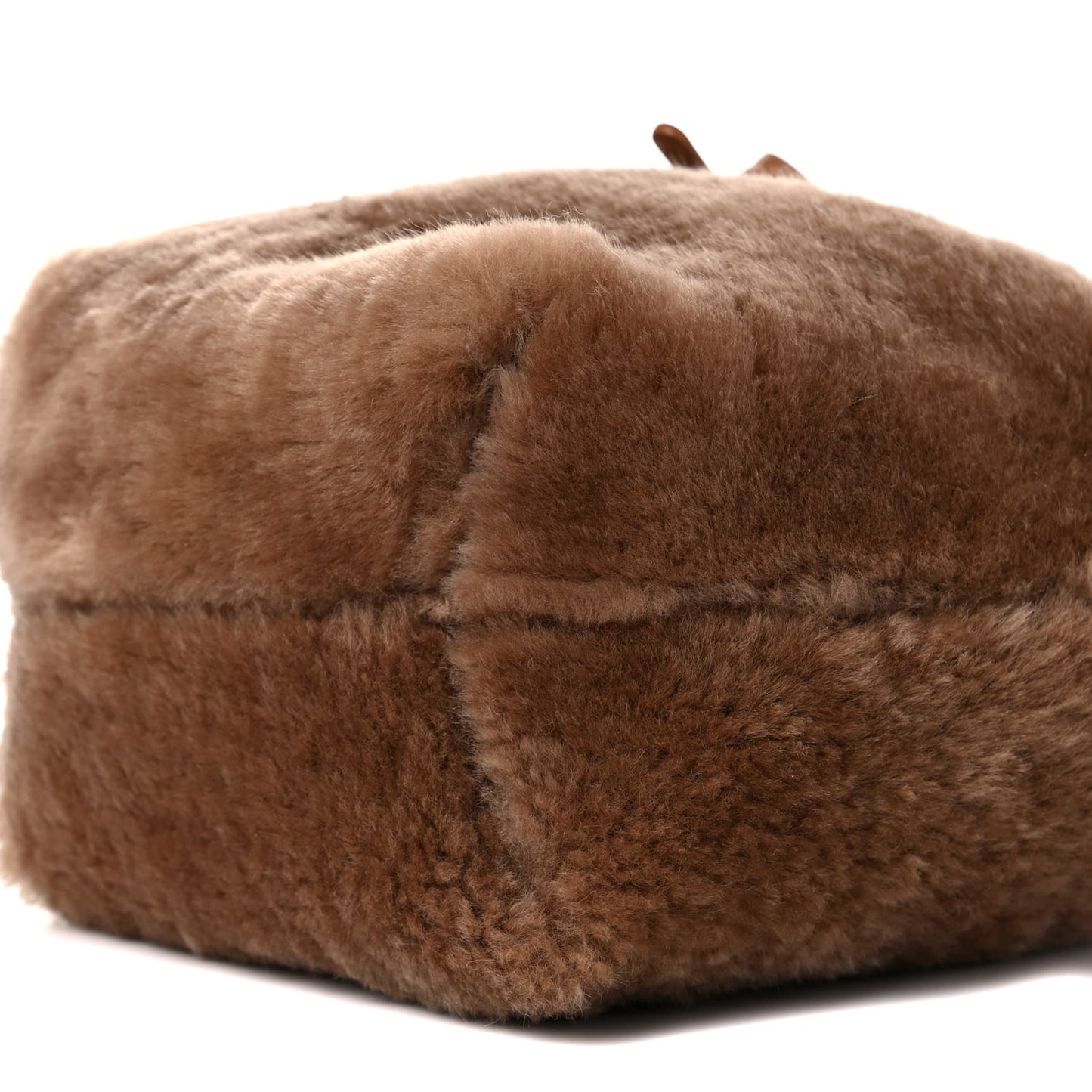 Shearling Mini Bucket Bag Camel