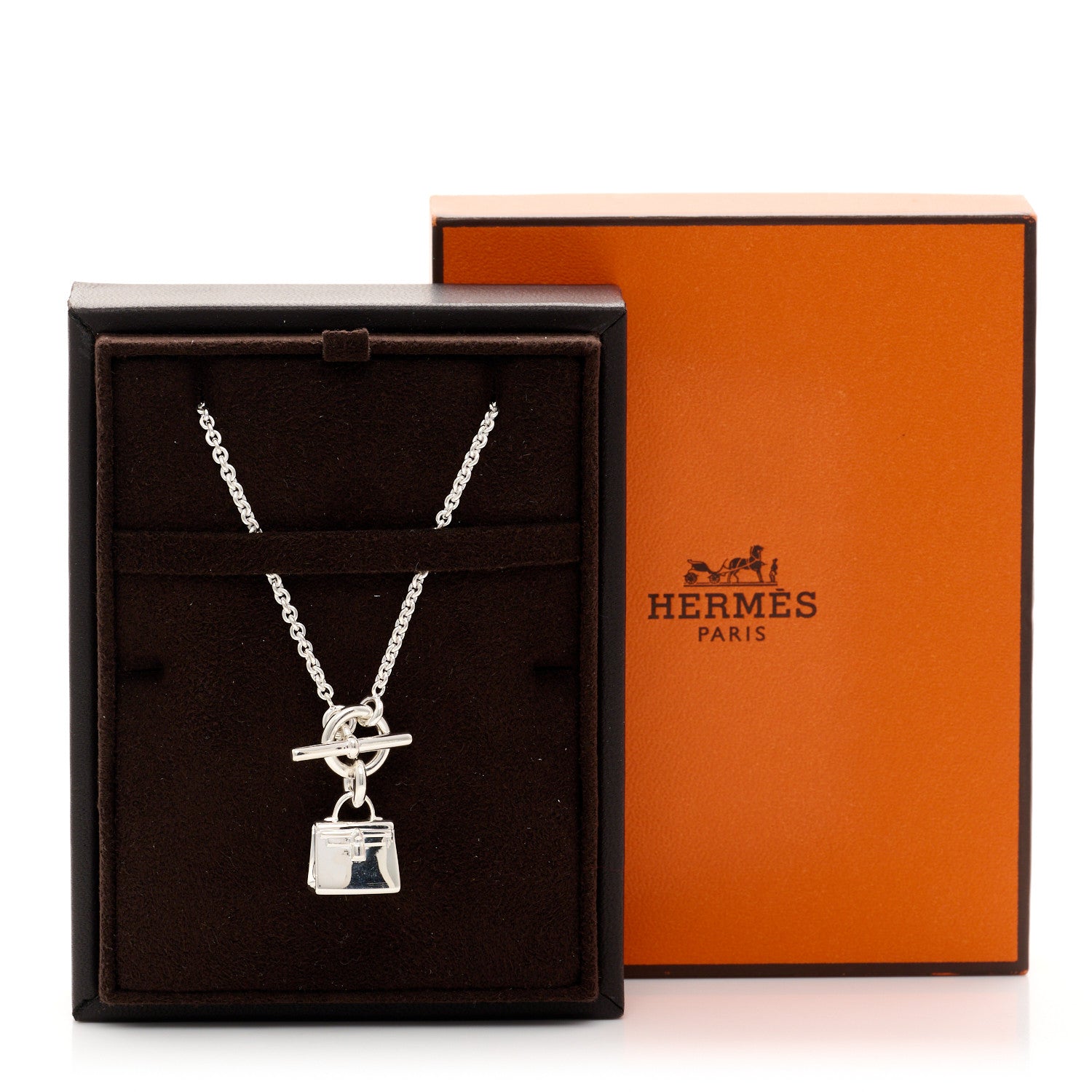 Hermes Sterling Silver Kelly Charm Pendant Necklace 5 of 5