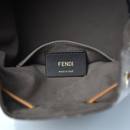 Fendi Glazed Fabric Vitello Grace F is Fendi FF 1974 Stamp Patch Grande Mon Tresor Bucket Bag Mogano Panna Nocciola 6 of 8