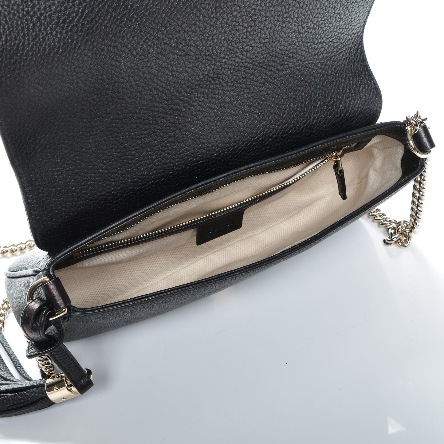 Pebbled Calfskin Medium Soho Flap Crossbody Black