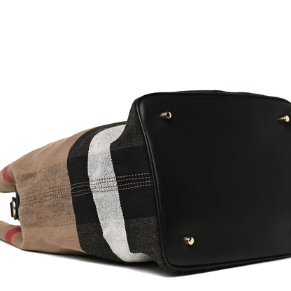 Burberry Canvas Mega Check Medium Ashby Hobo Black 12 of 16
