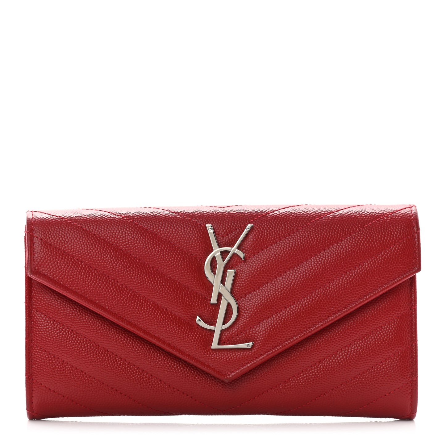 Grain De Poudre Matelasse Chevron Monogram Flap Wallet Red