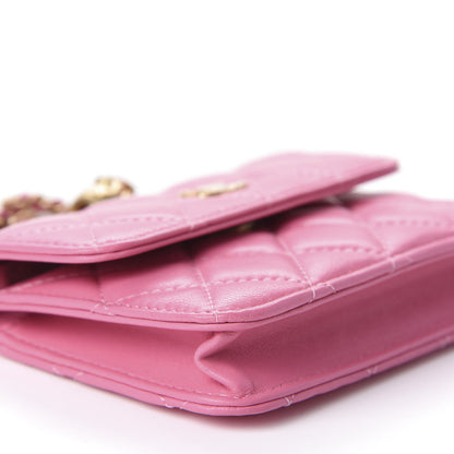 Chanel Lambskin Quilted Pearl Crush Clutch With Chain Pink 9 of 14