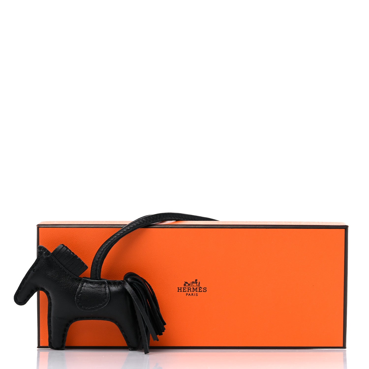 Hermes Milo Lambskin Grigri Rodeo Horse Bag Charm PM So Black 4 of 4