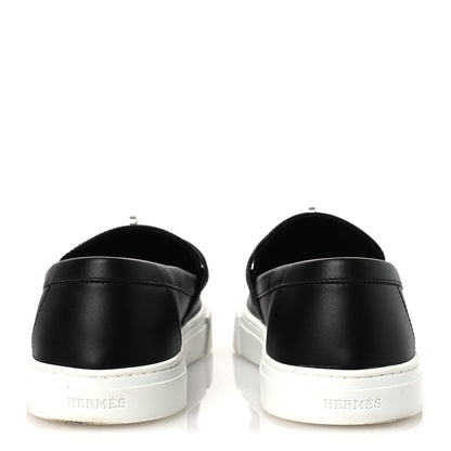Hermes Calfskin Game Slip On Sneakers 39.5 Black 6 of 12