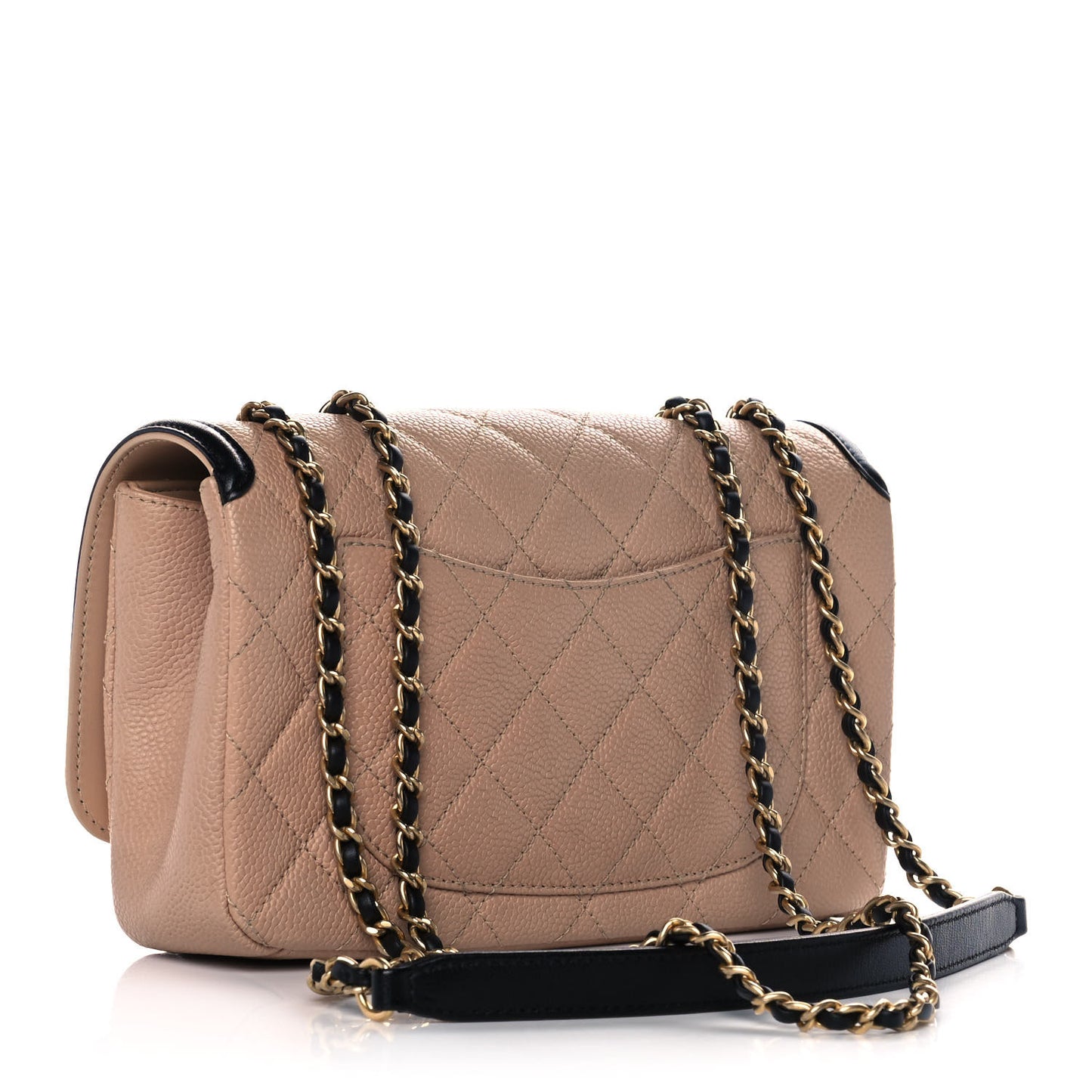 Caviar Quilted Small CC Filigree Flap Beige Black