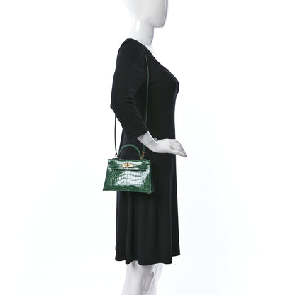 Hermes Shiny Alligator Mini Kelly Sellier 20 Vert Emeraude 2 of 11