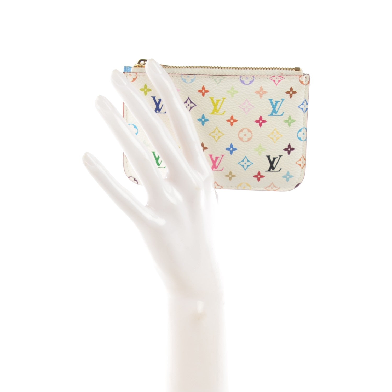 Louis Vuitton Monogram Multicolor Key Pouch White Anie 2 of 7