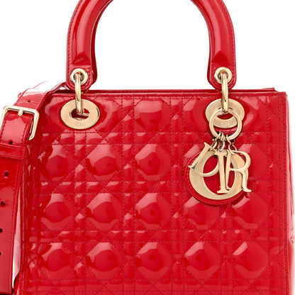 Christian Dior Patent Cannage Medium Lady Dior Red 7 of 11
