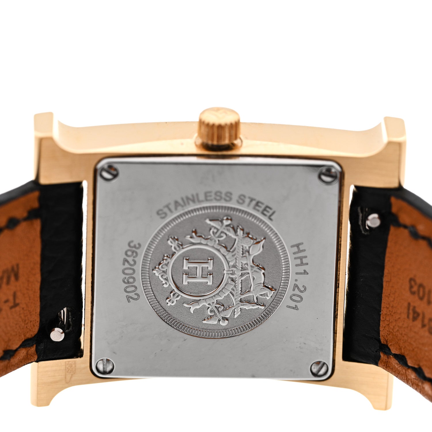 Hermes Stainless Steel Epsom 21mm Heure H Hour Quartz Watch Noir