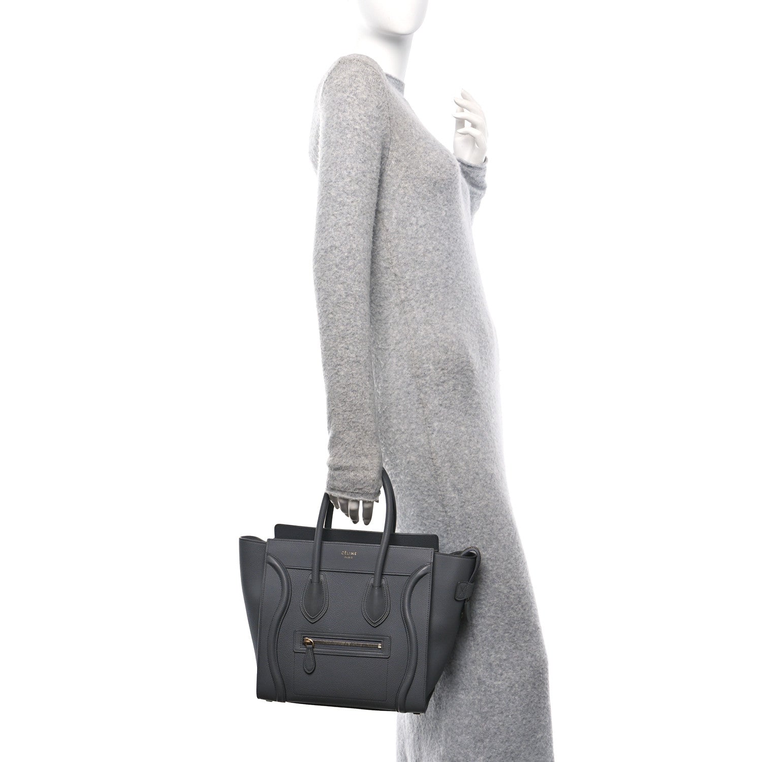 Celine Baby Drummed Calfskin Micro Luggage Kohl 2 of 9