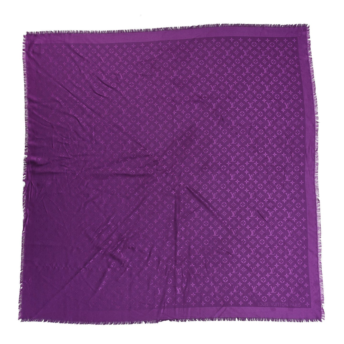 Silk Wool Monogram Shawl Cassis