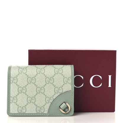 Gucci GG Supreme Monogram Textured Calfskin Emblem Mini Wallet Sage Green 9 of 9