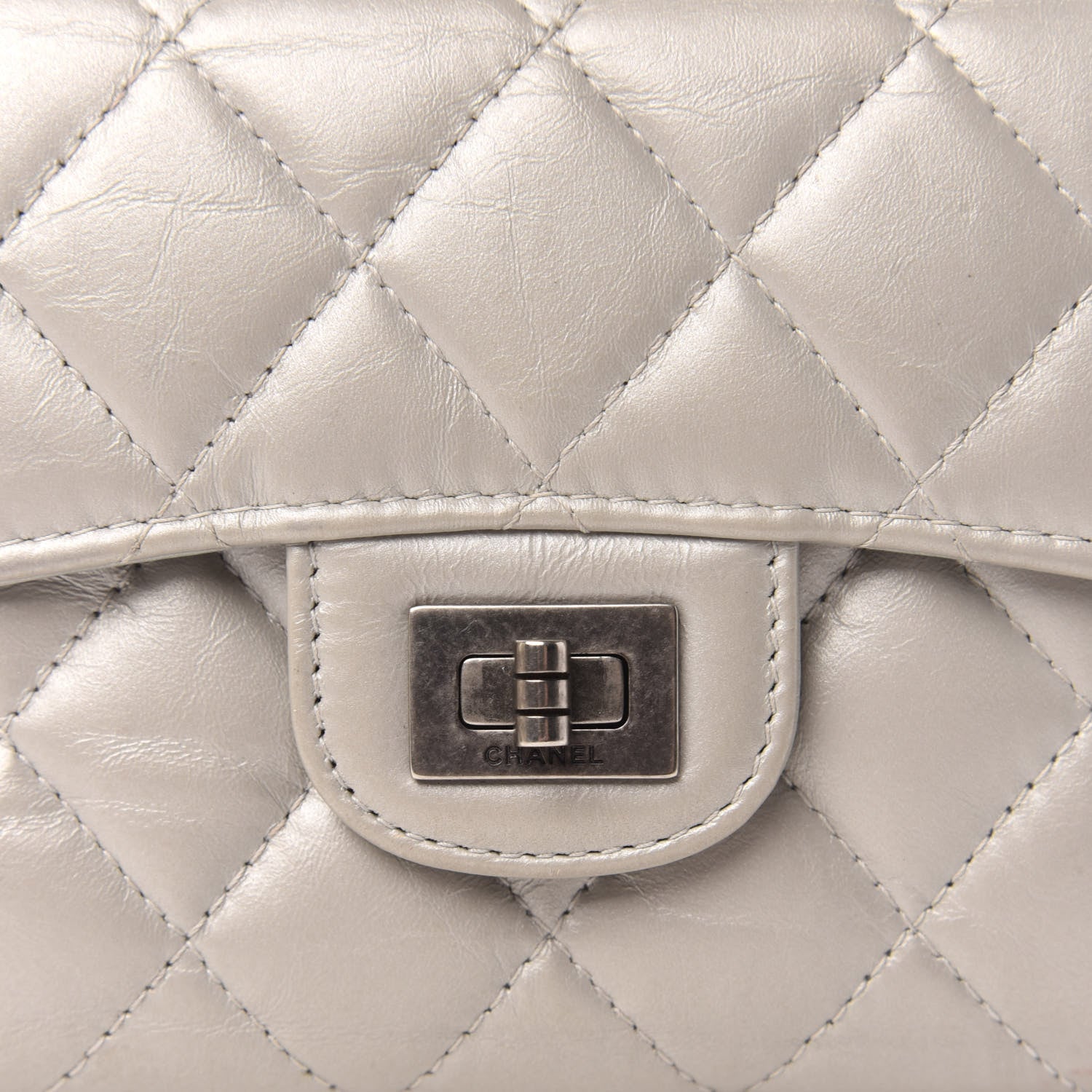 Chanel Aged Calfskin Quilted Reissue Compact Wallet Grey 10 of 11