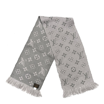 Louis Vuitton Wool Silk Logomania Scarf Pearl Grey 2 of 3