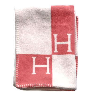 Hermes Wool Cashmere Avalon Baby Blanket Rose Airelle White 1 of 3