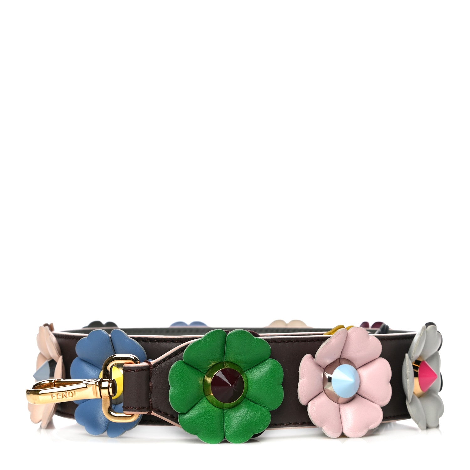 Fendi Vitello Dolce Flowerland Studded Strap You Moresco Malachite 1 of 10