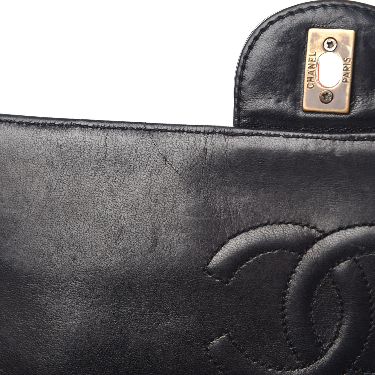 Chanel Lambskin Quilted Bekko Jumbo Single Flap Black 25 of 30
