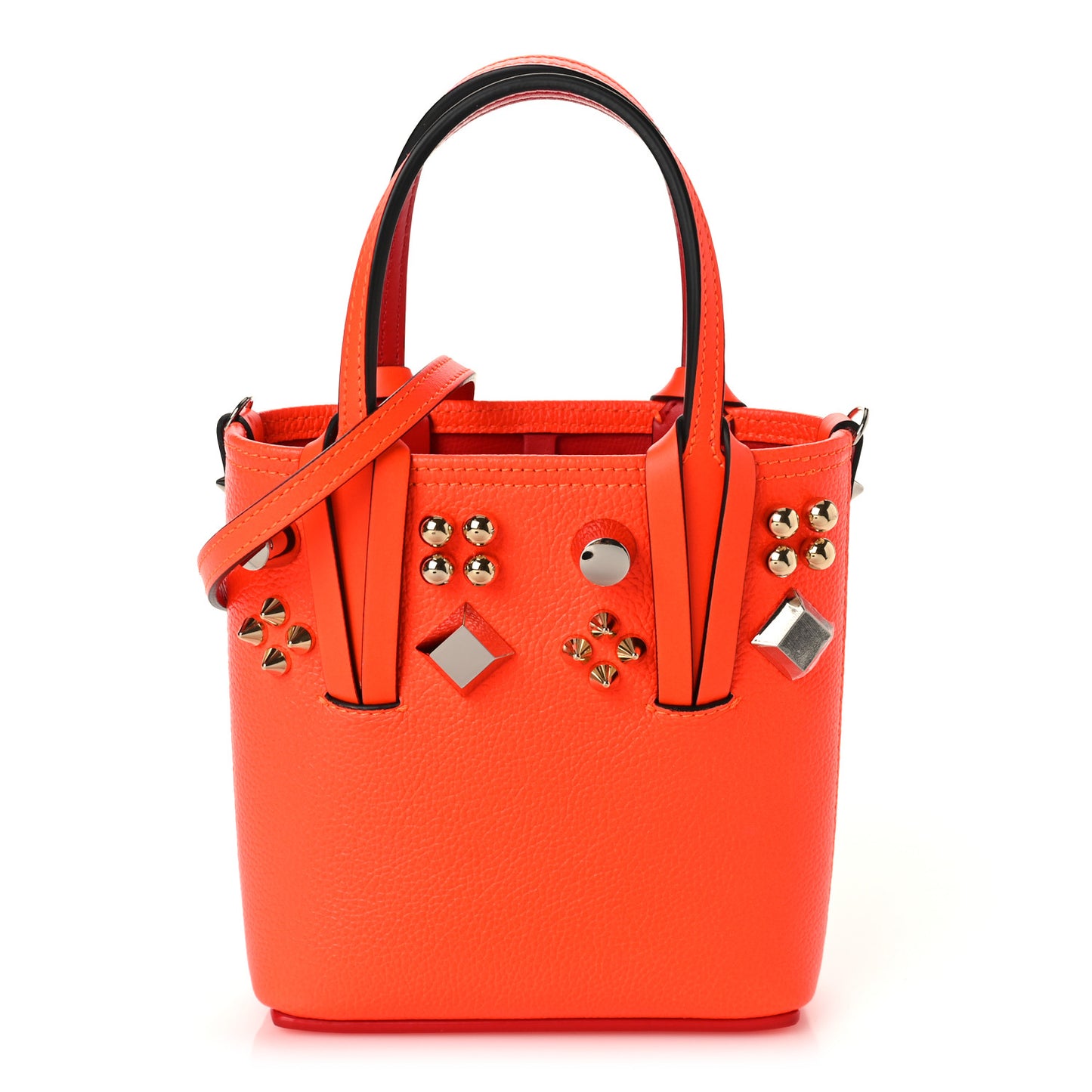 Calfskin Empire Spike Studded Mini North South Cabata Tote Sunrise Multicolor