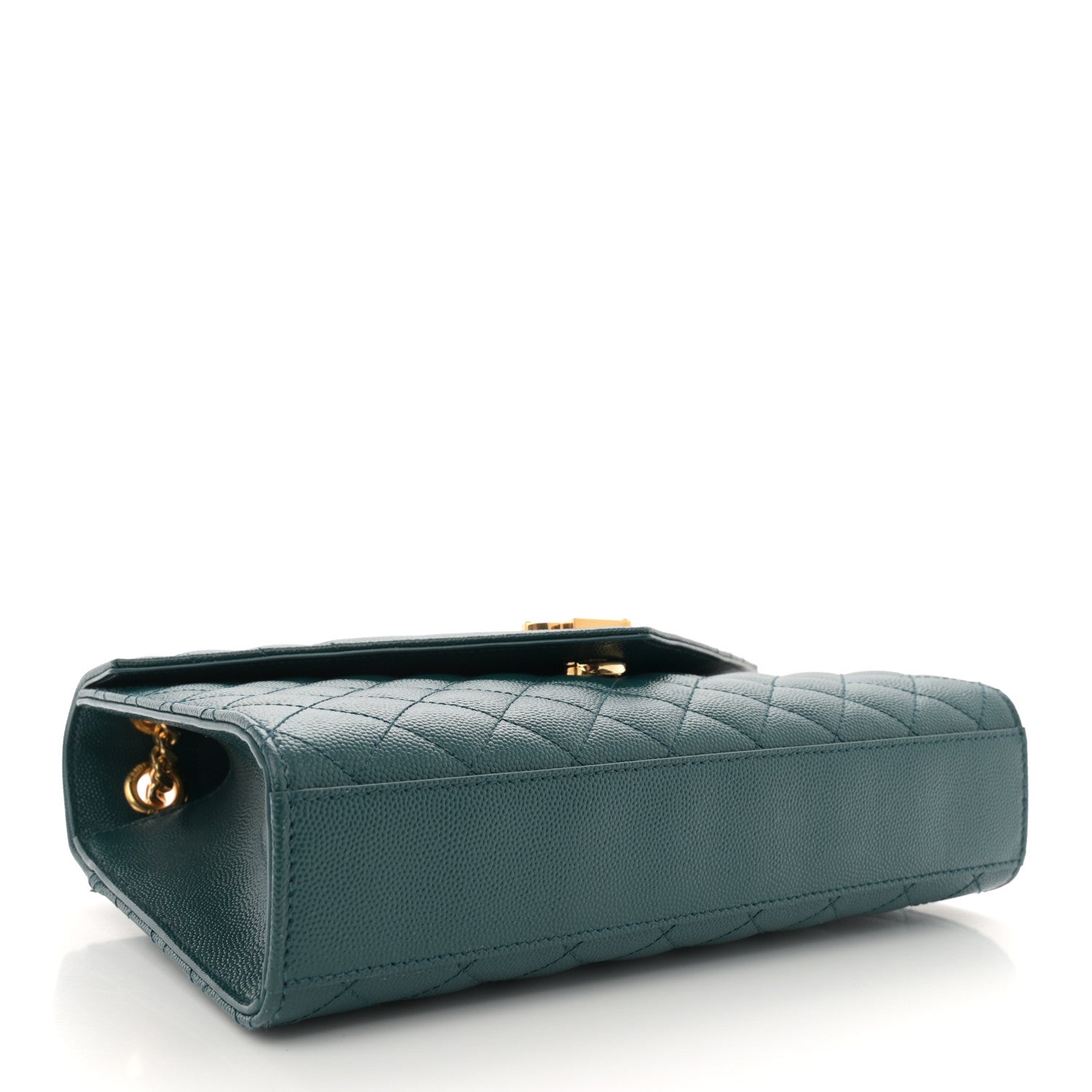 Saint Laurent Grain De Poudre Textured Mixed Matelasse Triquilt Medium Monogram Satchel Sea Turquoise 4 of 11