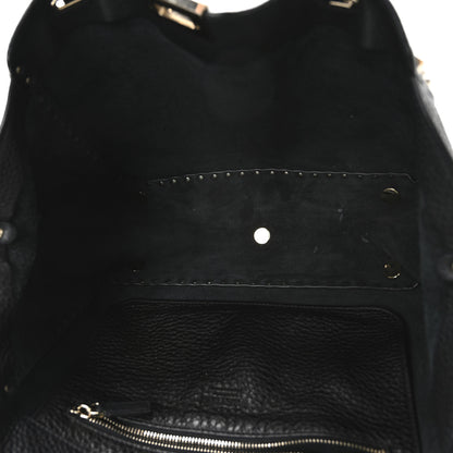 Valentino Garavani Vitello Medium Rockstud Tote Black 5 of 9