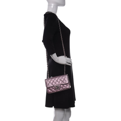 Chanel Metallic Calfskin Quilted Mini Rectangular Flap Pink 2 of 10