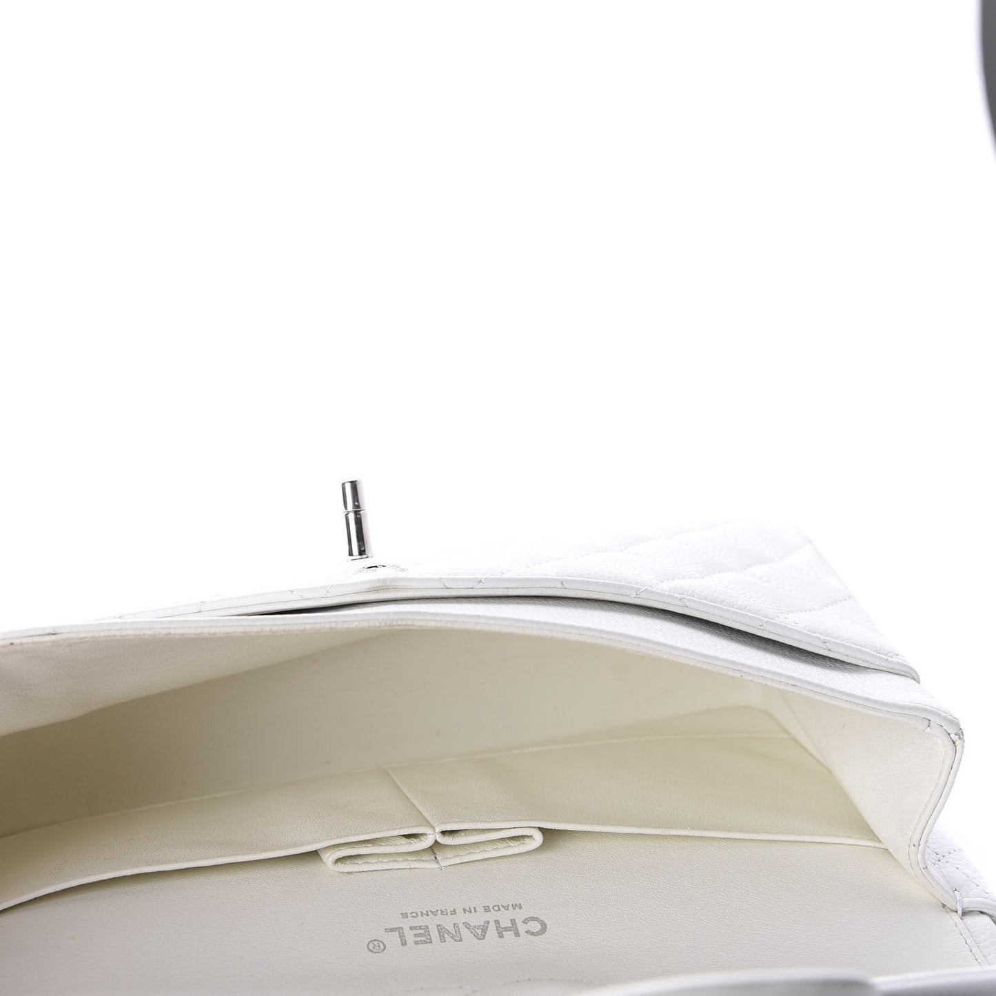 Caviar Quilted Medium Double Flap White