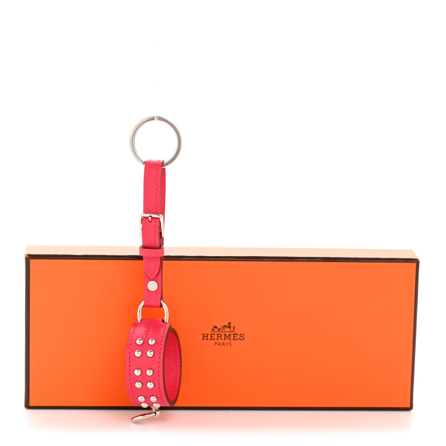 Hermes Epsom Collier de Chien Anneau Key Holder Rose Pourpre 6 of 6