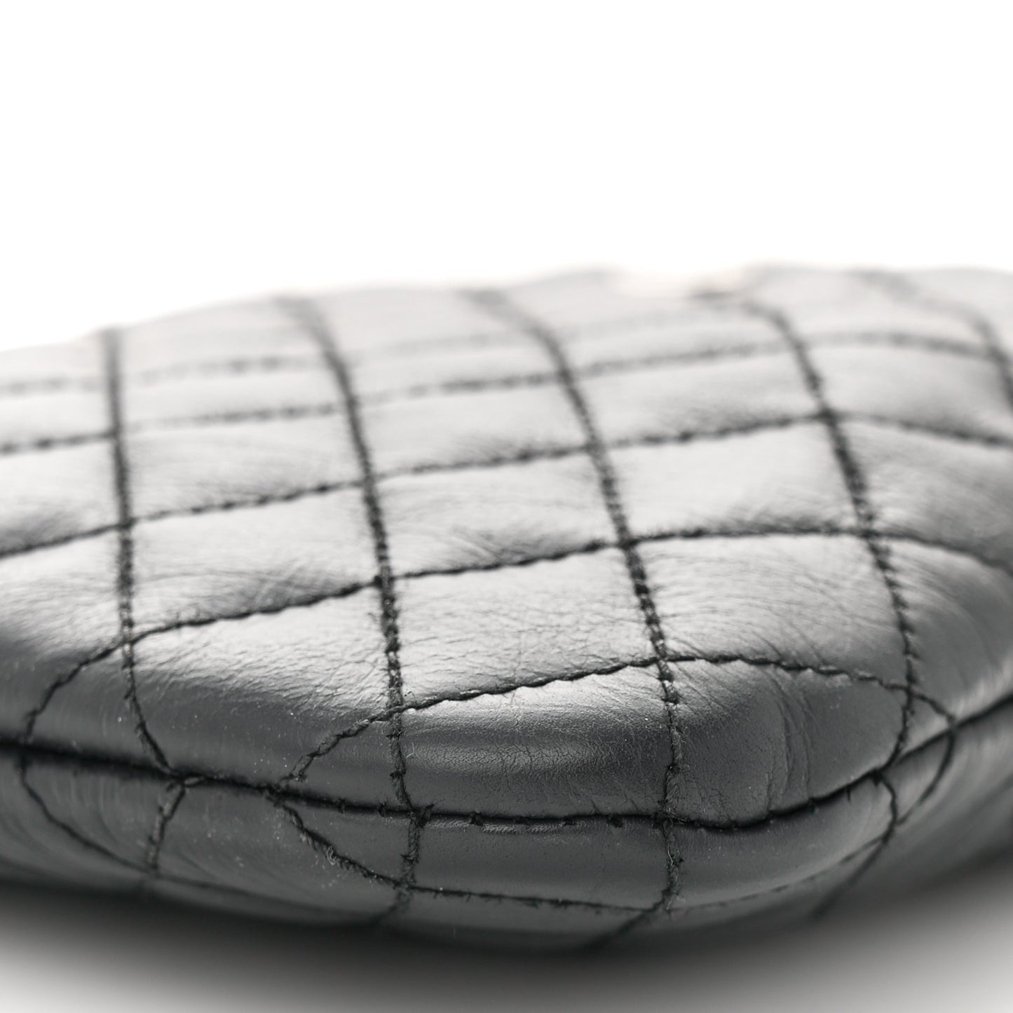 Aged Calfskin Quilted Crossbody Bag Black