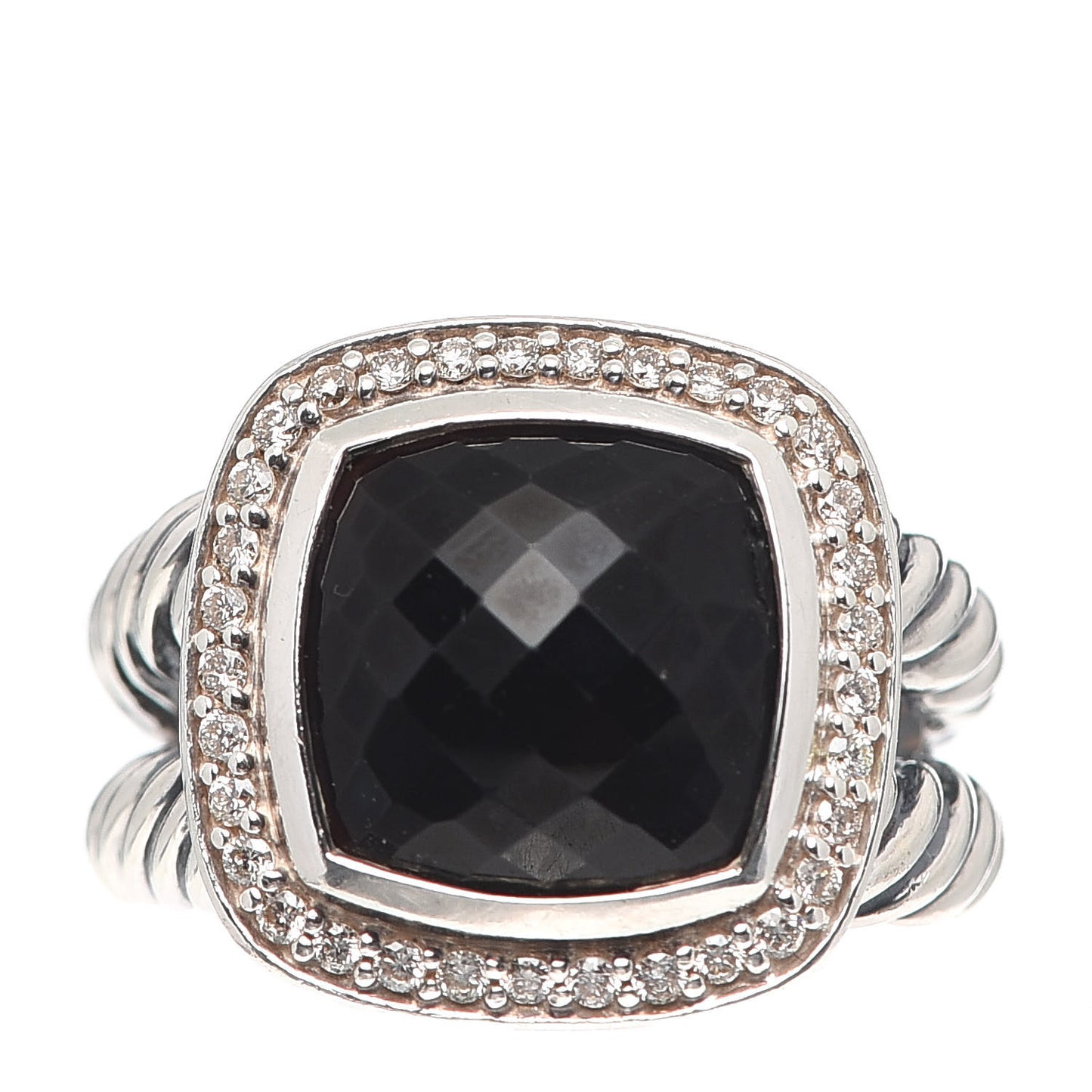 Sterling Silver Diamond Black Onyx 11mm Albion Ring 52 6