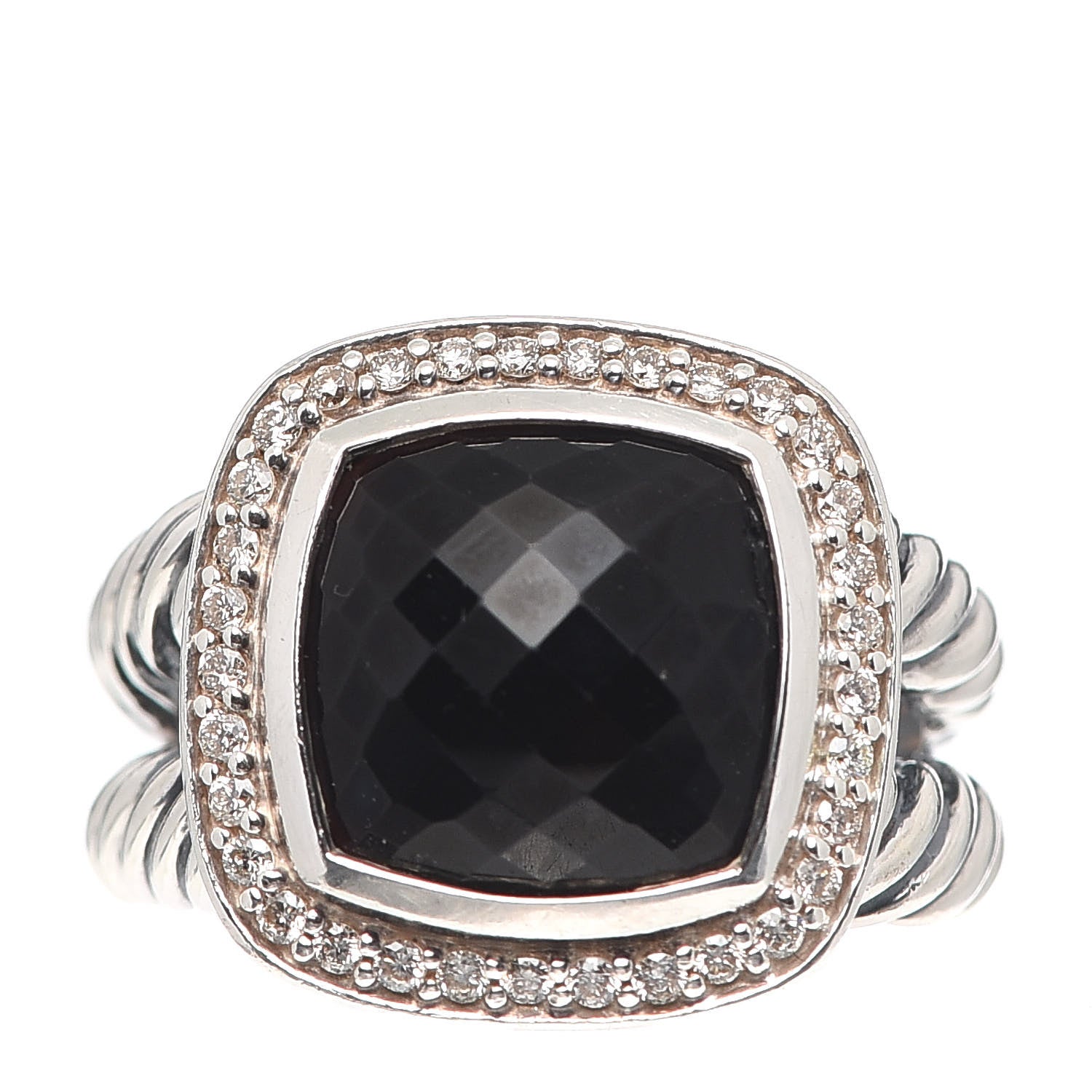 David Yurman Sterling Silver Diamond Black Onyx 11mm Albion Ring 52 6 1 of 5