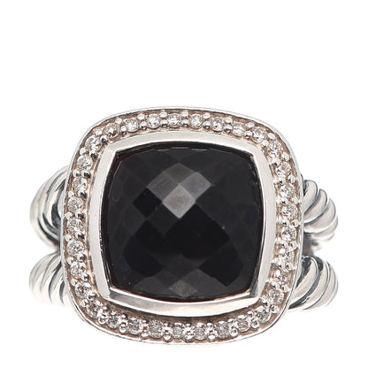 David Yurman Sterling Silver Diamond Black Onyx 11mm Albion Ring 52 6 1 of 5