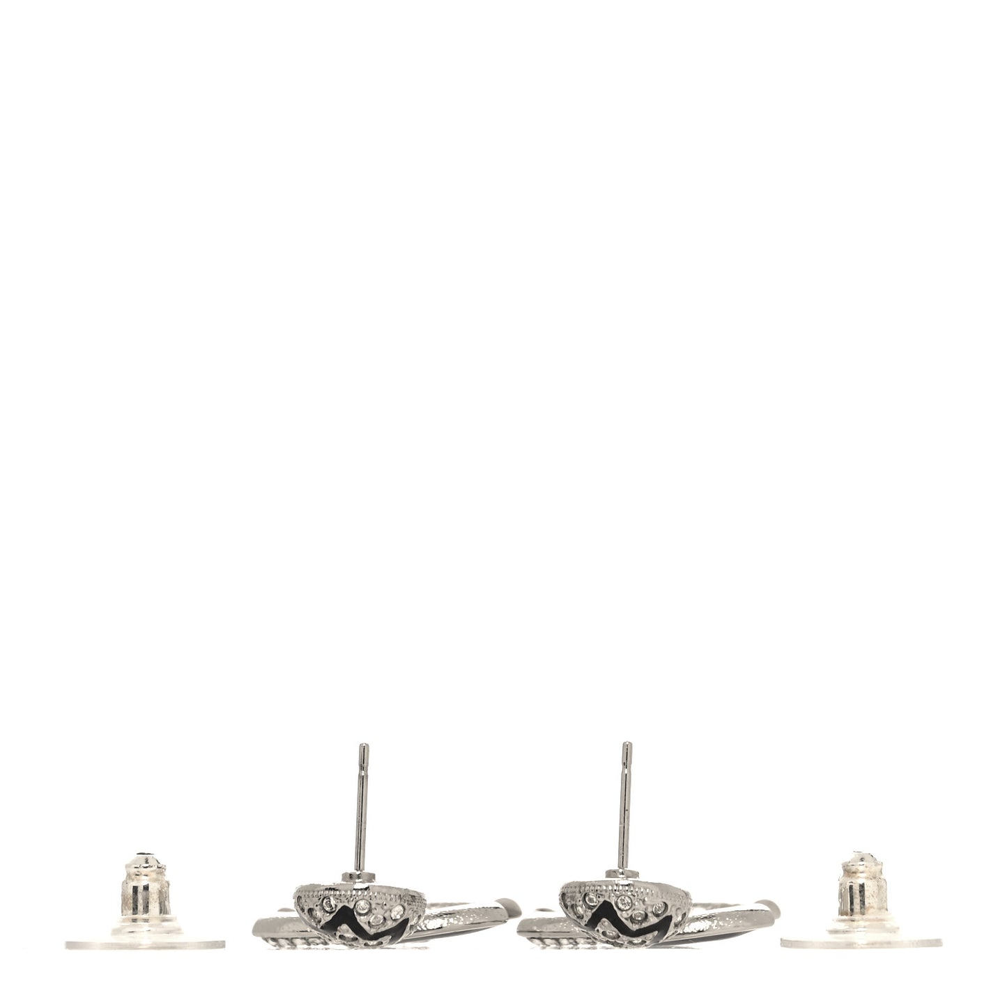 Crystal Enamel CC Star Drop Earrings Silver Black