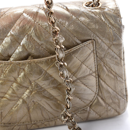 Chanel Patent Metallic Crumpled Calfskin Chevron Quilted Mini Rectangular Flap Gold 8 of 11