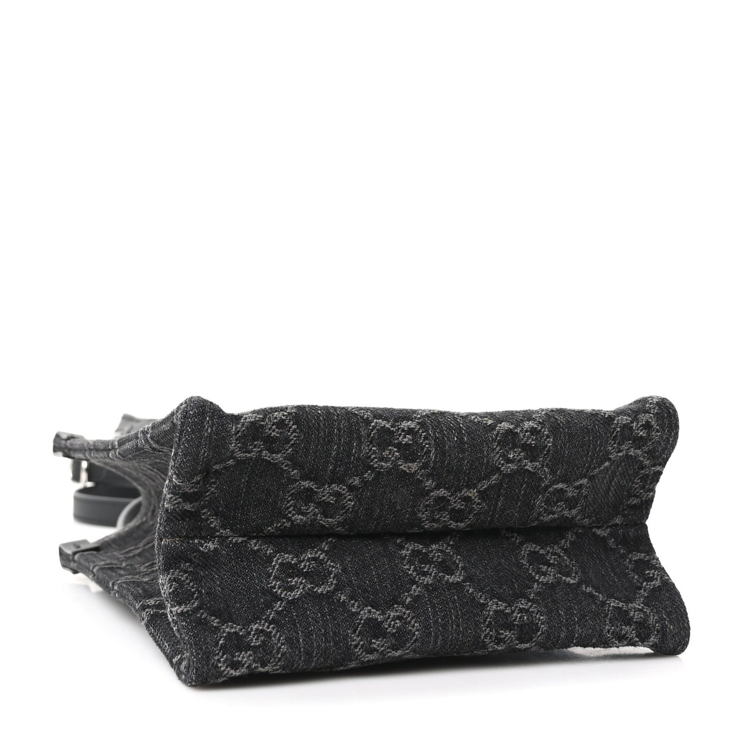 Denim Cuoio Harness GG Monogram Mini Ophidia Tote Bag Black Medium Grey