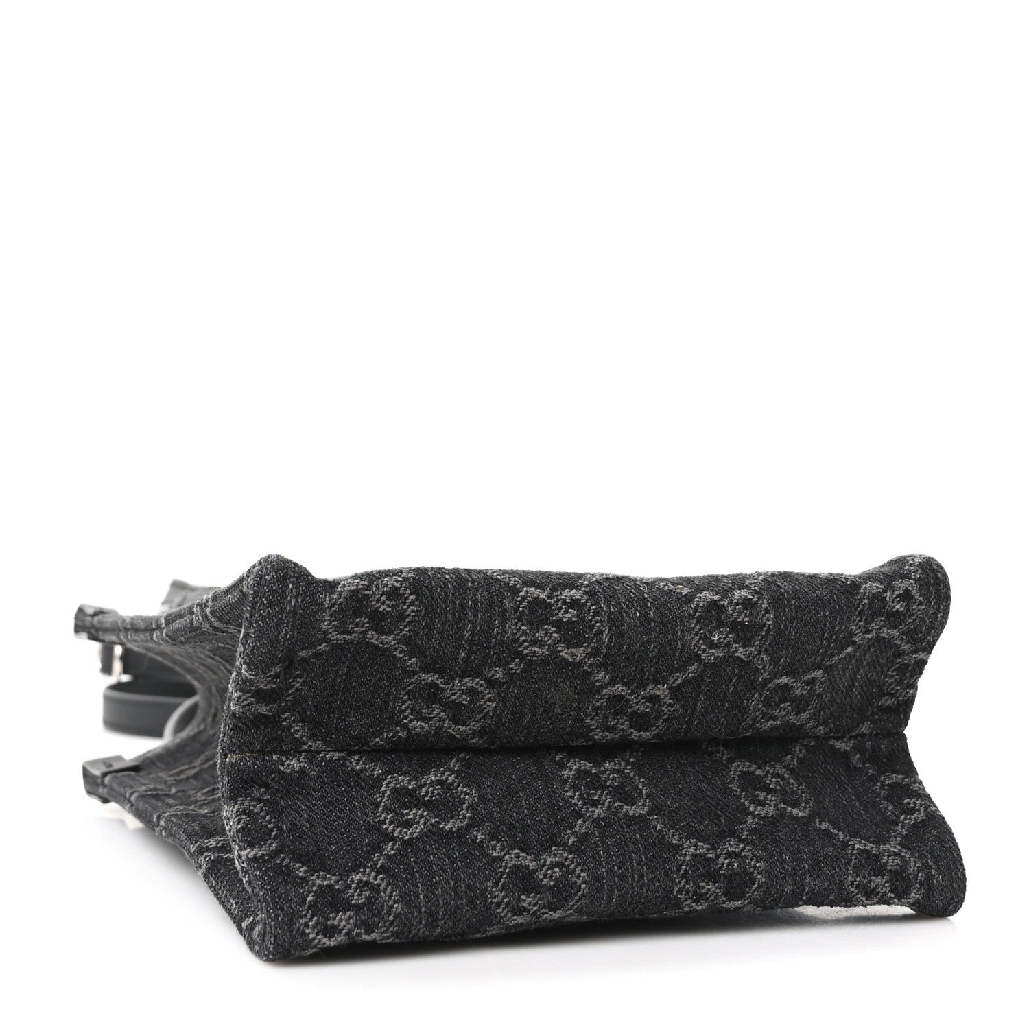 Gucci Denim Cuoio Harness GG Monogram Mini Ophidia Tote Bag Black Medium Grey 4 of 10