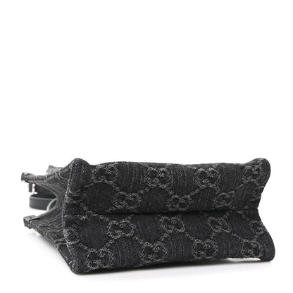Gucci Denim Cuoio Harness GG Monogram Mini Ophidia Tote Bag Black Medium Grey 4 of 10
