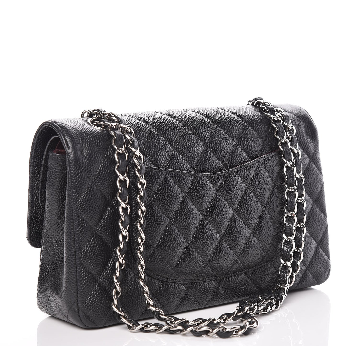 Caviar Quilted Medium Double Flap Black